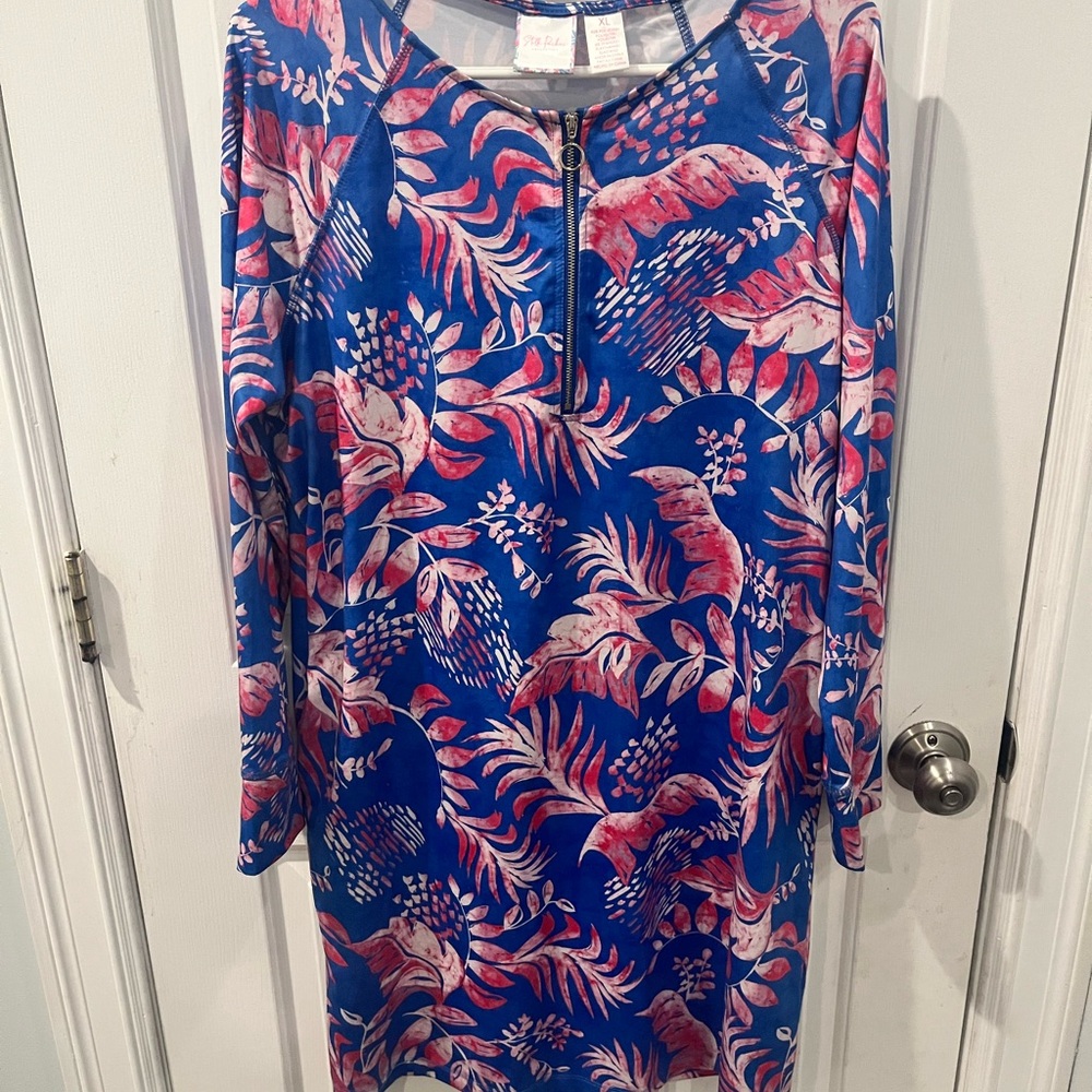 Floral Blue and Pink Swim Coverup